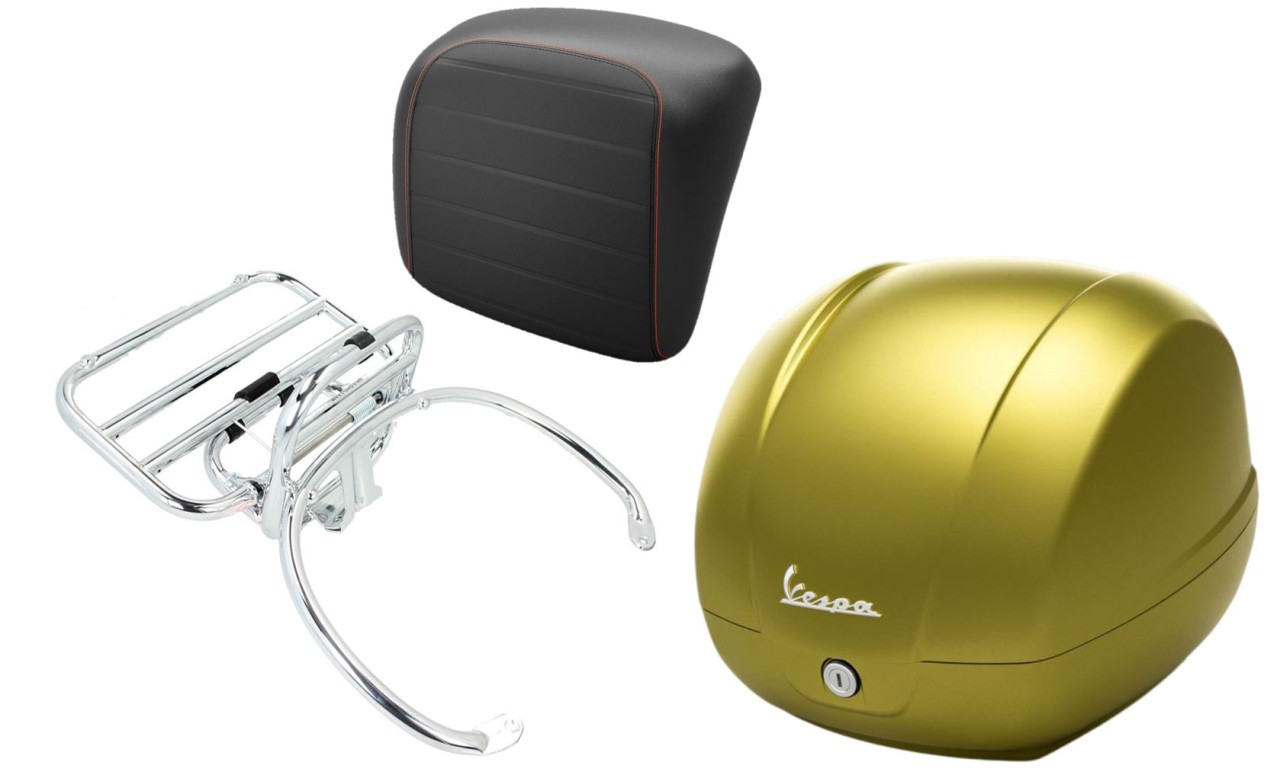 Kit bauletto 36L verde militare (333/A), portapacchi cromato per Vespa GTS 125/300/310