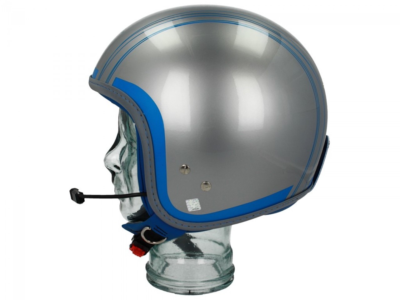 Casco Vespa jet Elettrica Tech blu (Bluetooth) argento