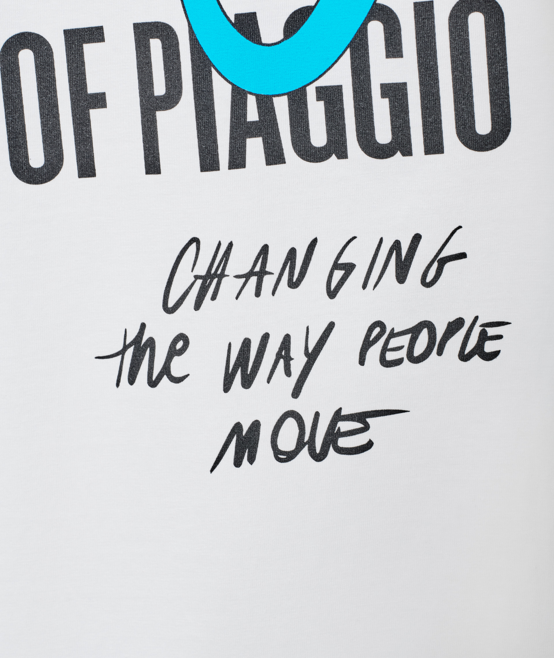 Maglietta Vespa "140 anni Piaggio" bianco blu