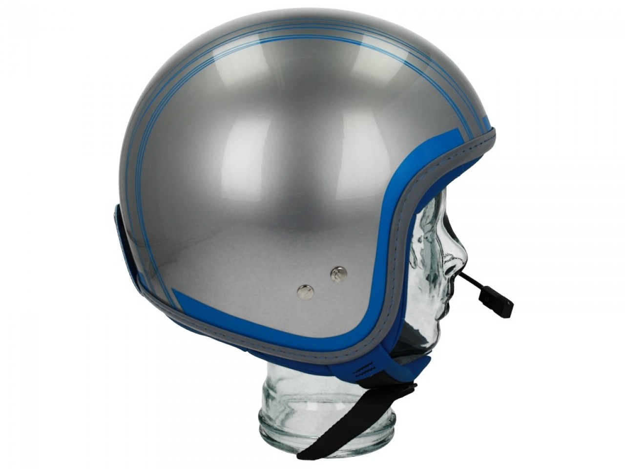 Casco Vespa jet Elettrica Tech blu (Bluetooth) argento