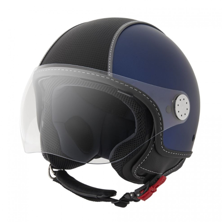 Casco Piaggio Demi Jet, pelle di carbonio, blu