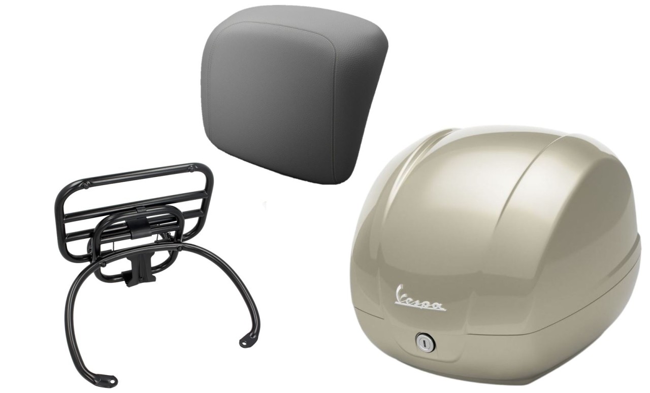 Kit bauletto 36L beige (Q01), portapacchi nero per Vespa GTS 125/300/310