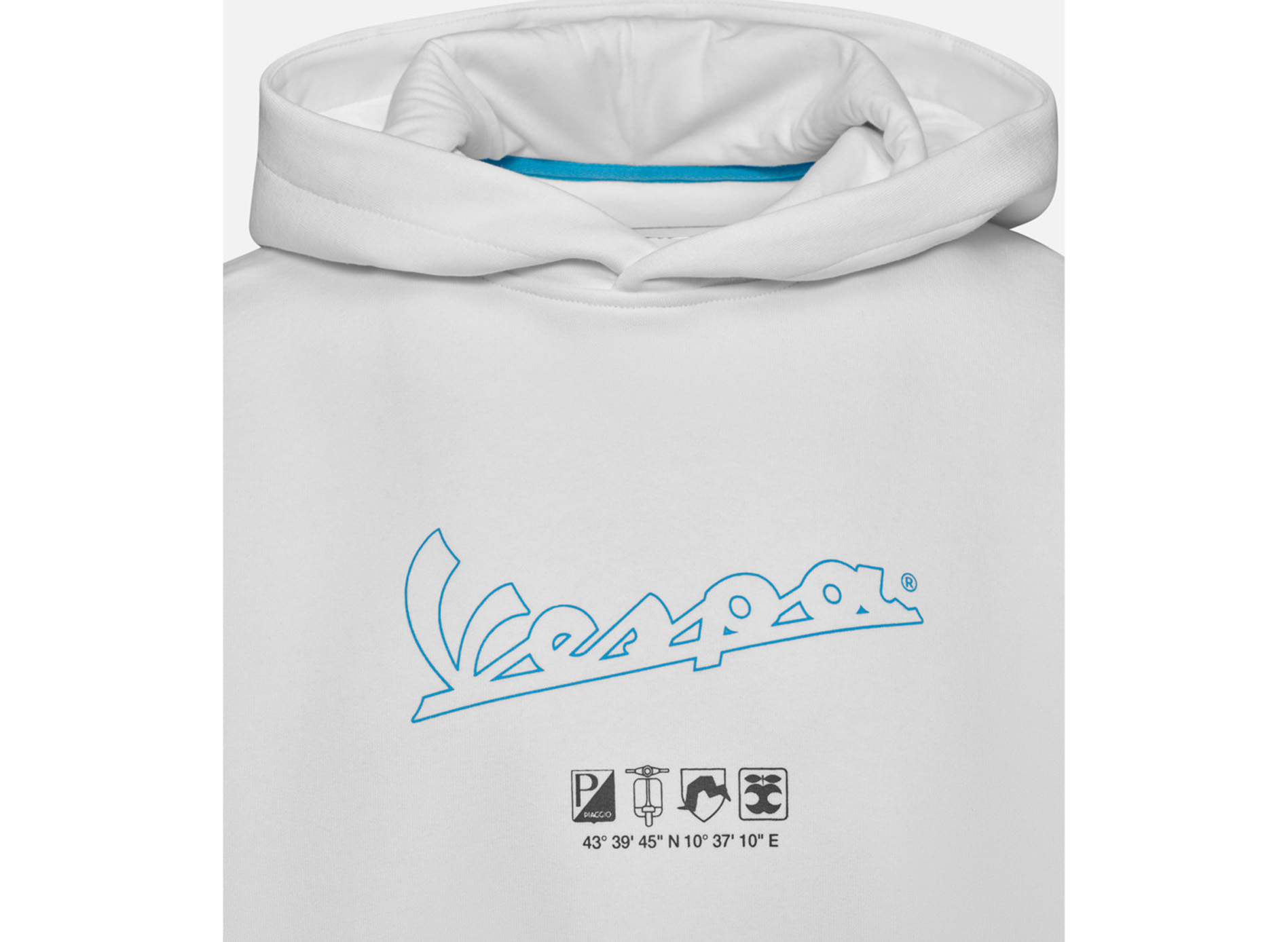 Felpa con cappuccio Vespa bianca, collezione DEC