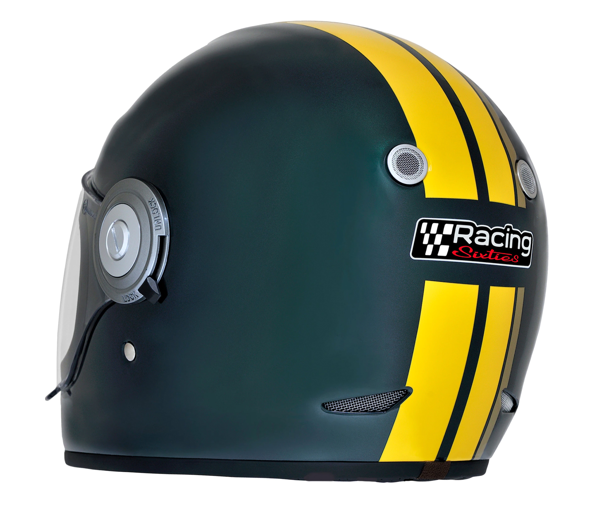 Casco integrale Vespa Racing anni '60 verde/giallo