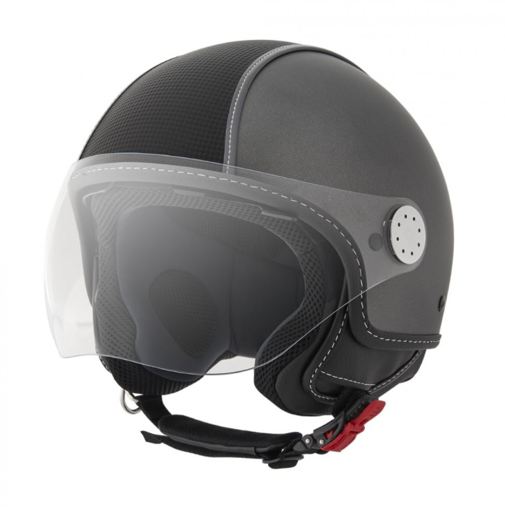 Casco Piaggio Demi Jet, pelle di carbonio, grigio, opaco - taglia XS