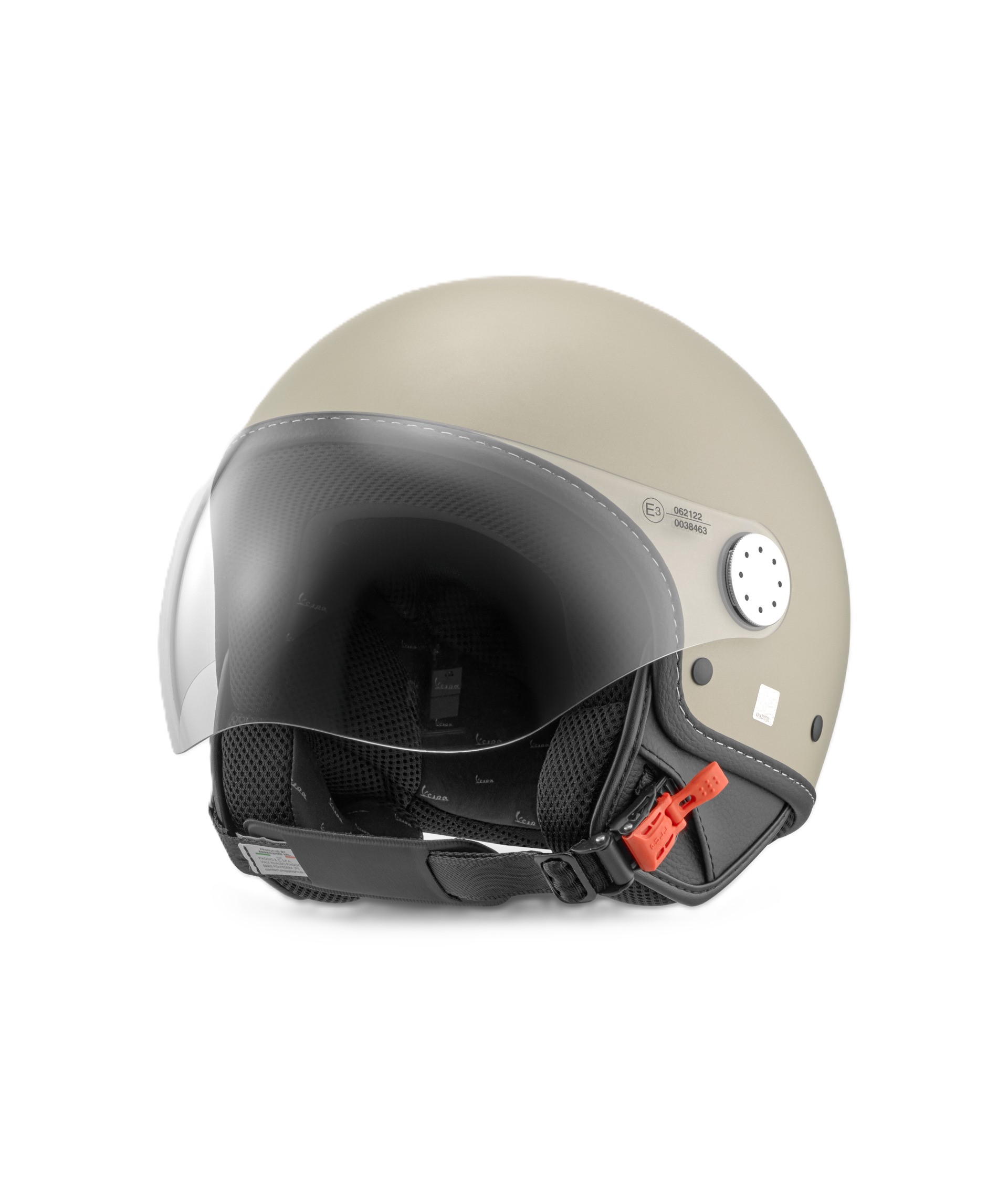 Casco jet Vespa, visiera Vespa LongHe, beige opaco (598)
