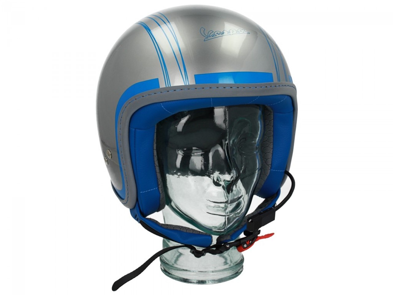 Casco Vespa jet Elettrica Tech blu (Bluetooth) argento