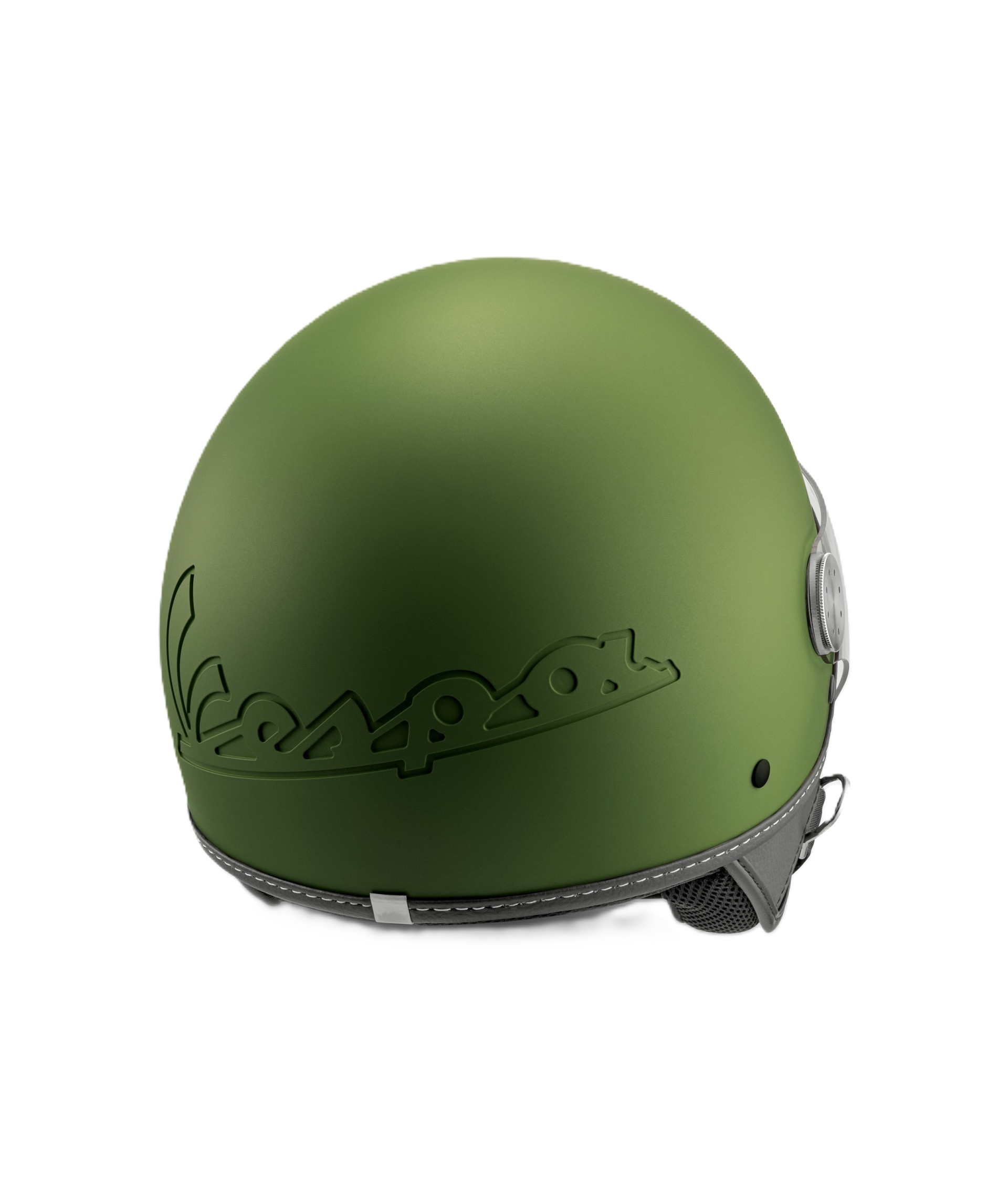 Casco jet Vespa, visiera Vespa LongHe, verde opaco
