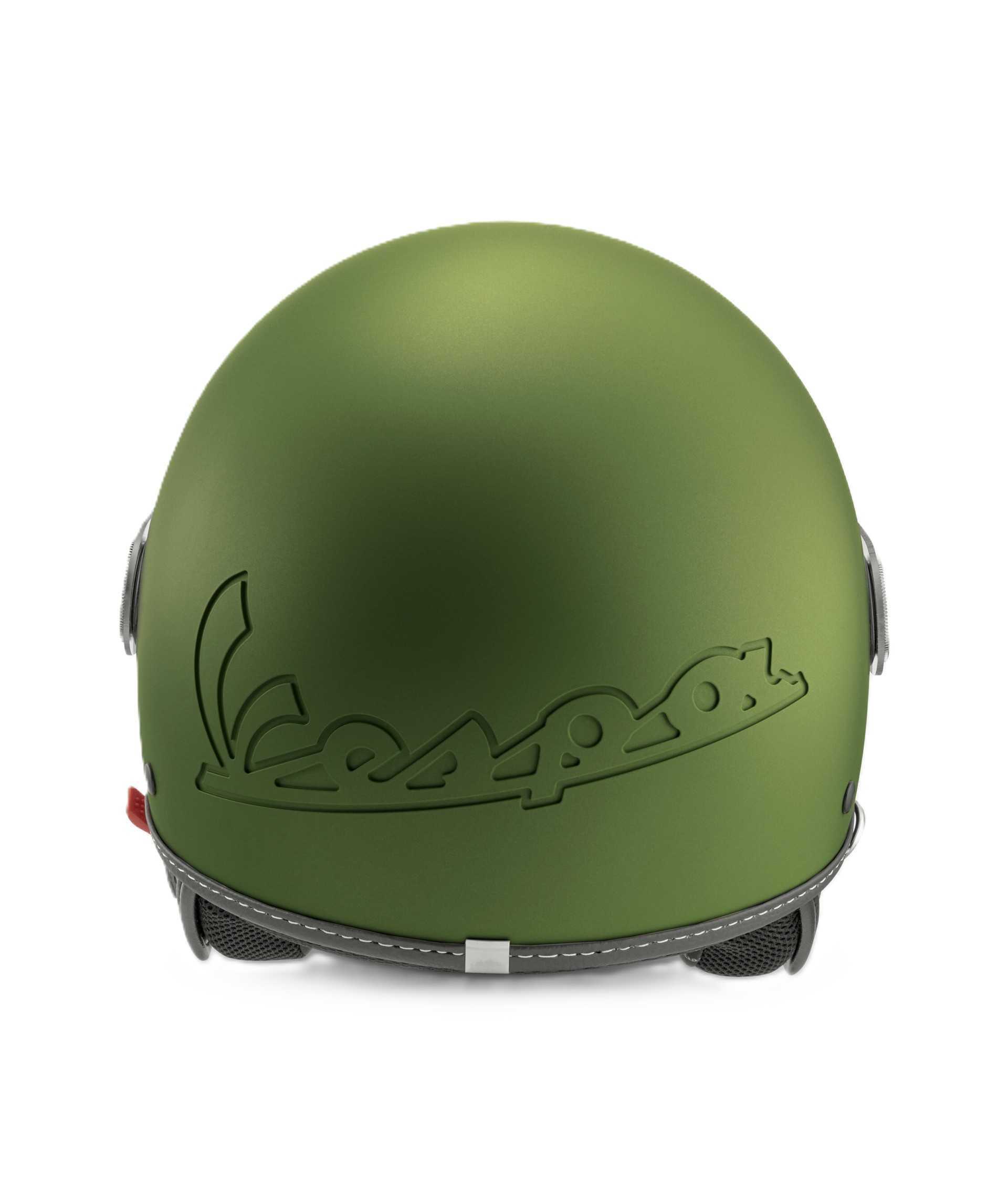Casco jet Vespa, visiera Vespa LongHe, verde opaco