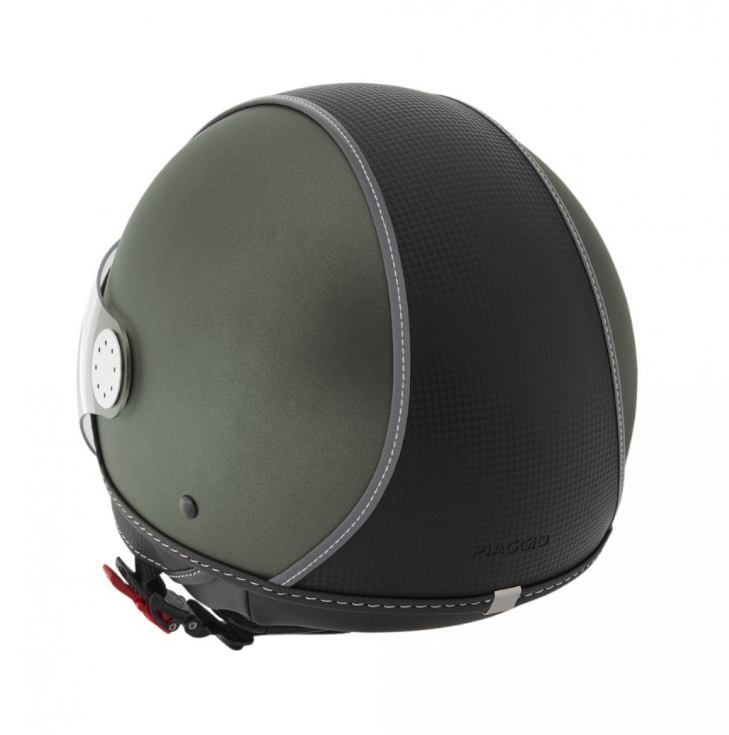 Casco Piaggio Demi Jet, pelle di carbonio, verde militare, opaco