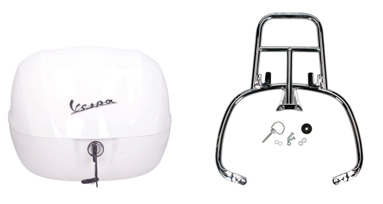 Topcase kit 32L white montebianco (BR/544), luggage rack chrome for PIaggio Medley 125 (24-)