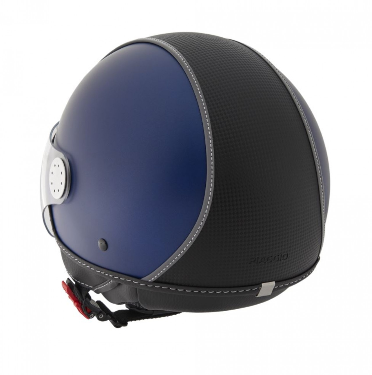 Casco Piaggio Demi Jet, pelle di carbonio, blu